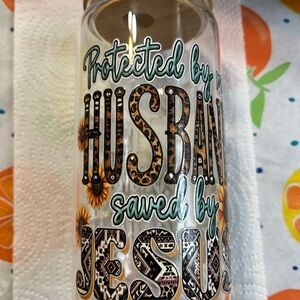 Decorative Glass Tumbler with Sunflower Design